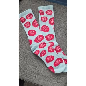 Funny Speech Bubble Crew Socks Blue Red Novelty Statement Socks Unisex